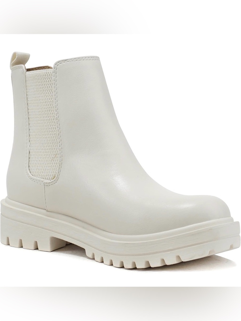 Cream Platform Chelsea Booties with Lug Sole